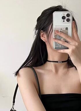 金属真皮金属字母女可调节项链