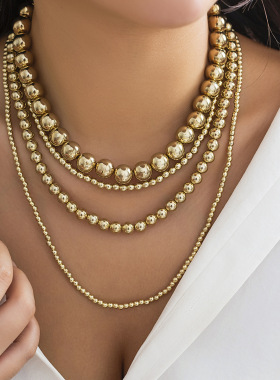 金属圆珠女球球项链锁骨链