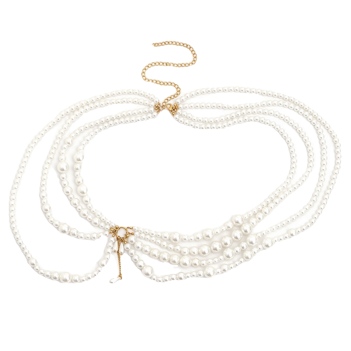 粗细各异珍珠多层流苏身体链腰链仿珍珠夜店风女大小错落串珠腰带,淘宝优惠券,粉丝福利购,淘宝优惠卷