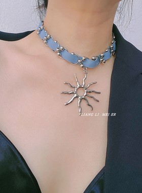 金属金属编织女太阳花项链