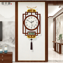 New Chinese Fu Deer Perpetual Calendar Hanging clock Living room Home clock China Wind light extravagant decoration clock hanging wall quartz clock