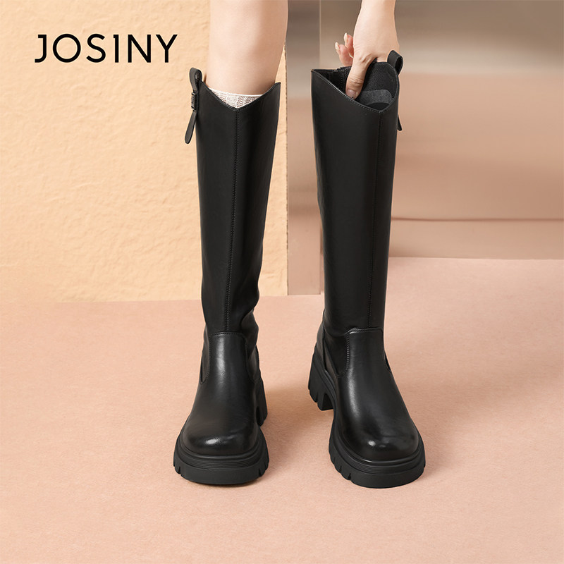 卓诗尼骑士靴女2025新款冬季厚底增高长筒靴高跟鞋粗跟单靴长靴子,淘宝优惠券,粉丝福利购,淘宝优惠卷