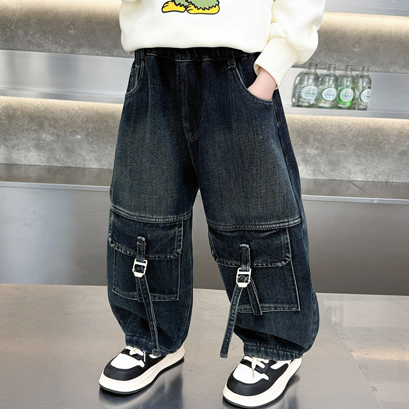 男童加绒牛仔裤2025新款冬季儿童加厚长裤秋冬装男孩宝宝一体绒裤 - 图2