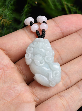 阿里拍卖缅甸翡翠中号貔貅吊坠冰种玉石挂件皮项链玉器