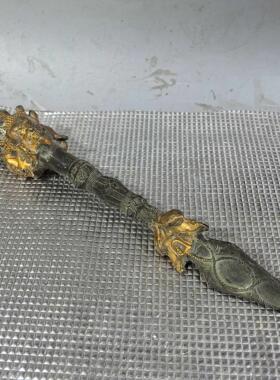 纯铜鎏金金刚杵撅金刚撅降魔杵马头明王三面普巴杵宗教用品法器