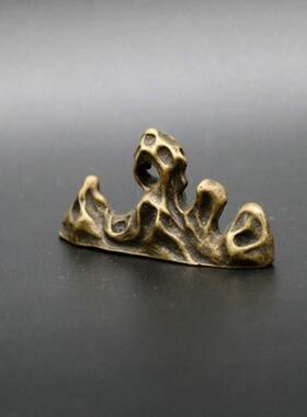 纯铜山形笔架实心黄铜假山型迷你小笔架文房用品桌面摆件创意镇纸