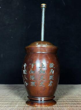 铜器黄铜捣药纯铜錾刻中号李时珍捣药罐药房摆件