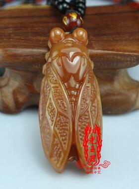 云南黄玉蝉挂件 玉石玉蝉吊坠步步高升项链坠子