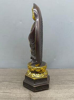 仿古铜摆件古玩铜器靠背观音客厅神像摆件开业送礼摆件