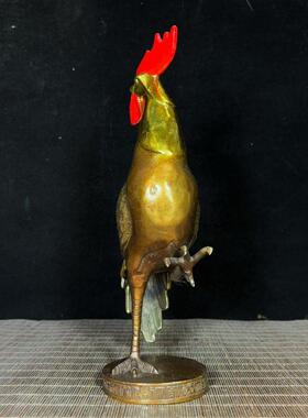 复古纯铜鎏金大号金鸡报晓金鸡独立中式国风生肖鸡礼物办公室家用