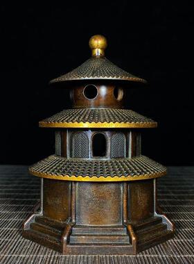 复古文昌纯铜点金天坛香炉天坛纯铜香炉国风自用装饰品香炉