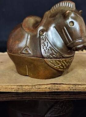 墨盒唐马墨盒文房四宝书法国画毛笔架笔搁笔掭收藏文玩摆件马笔掭