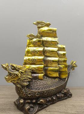 仿古铜摆件古玩铜器一帆风顺做工精致客厅开业开门大吉摆件