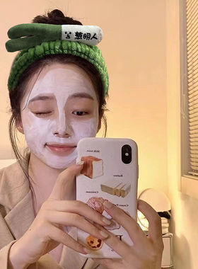 搞怪聪明人发箍可爱洗脸专用束发带女毛绒头箍防滑压发发卡头饰品