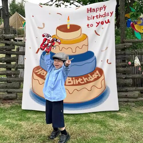网红户外生日派对场景布置蛋糕大挂布装饰儿童露营氛围拍照背景墙 - 图2