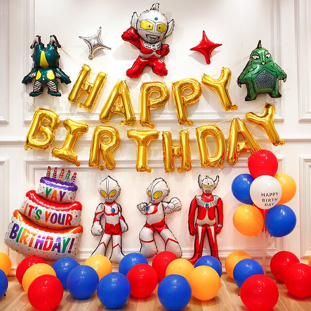 Ultraman themed boy's first birthday scene