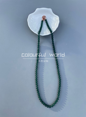 新品天然翡翠圆珠长链6加尺寸 透体 无杂 精品