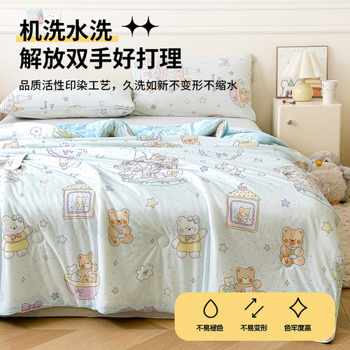 夏季卡通冰丝夏被单双人夏凉被可机洗双面凉感丝空调被夏天薄被子 - 图2