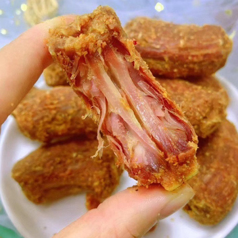 有间小姐姐香酥风干手撕鸭脖子椒盐烧烤咸蛋黄味268g袋装鸭肉零食-图0