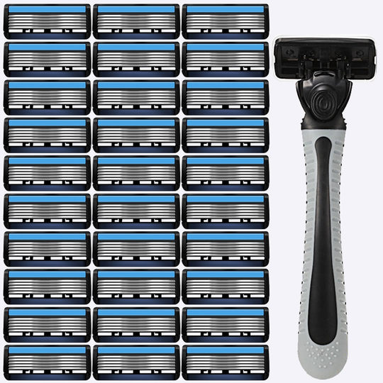 【福利-利亚】进口刀片6层剃须刀手动刮胡刀男士刮头刮毛刀六刀头