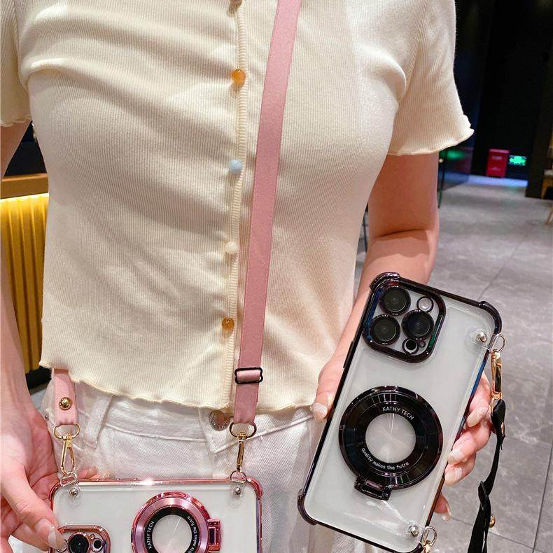 适用荣耀200手机壳带镜头膜100pro斜挎可背挂绳honor90防摔80全包x70透明x60软壳400硅胶x50/300/500磁吸支架 - 图0