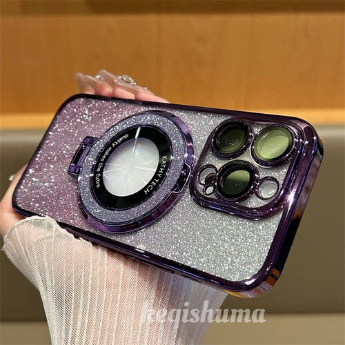 适用苹果15手机壳新款磁吸车载支架14plus自带镜头膜iPhone13渐变色闪粉11pro硅胶12max全包防摔xr透明17软壳 - 图3
