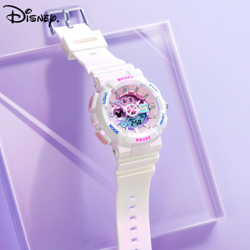 迪士尼电子女款机械运动防水电子表 搜酷手表国产腕表