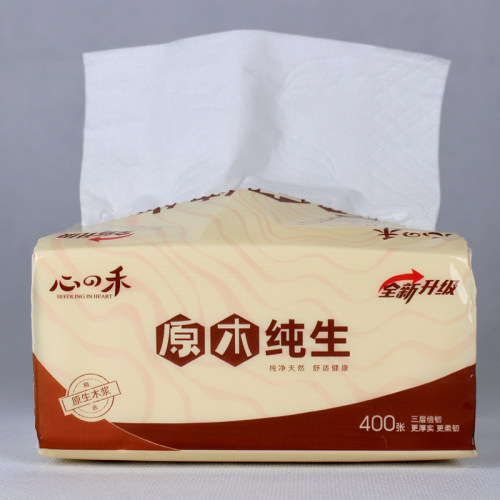 心禾原木纯生400张80包10提纸巾抽纸餐巾纸面巾纸纸抽家庭用整箱 - 图0