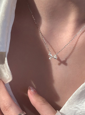 S925纯银蝴蝶结锁骨链2026新款