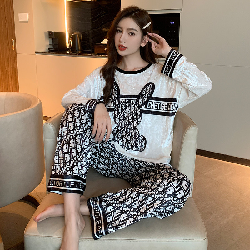 卡通睡衣女秋冬季金丝绒长袖2022年新款可外穿高级感家居服套装春,淘宝优惠券,粉丝福利购,淘宝优惠卷