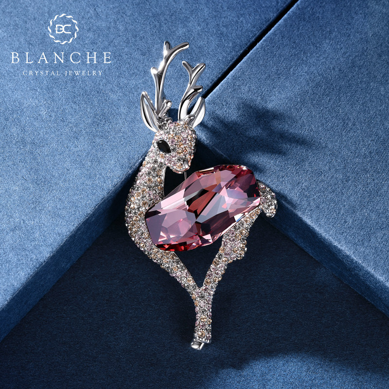 BC麋鹿高档水晶胸针奢华胸花大衣配饰精致秋冬别针气质女新年礼物,淘宝优惠券,粉丝福利购,淘宝优惠卷