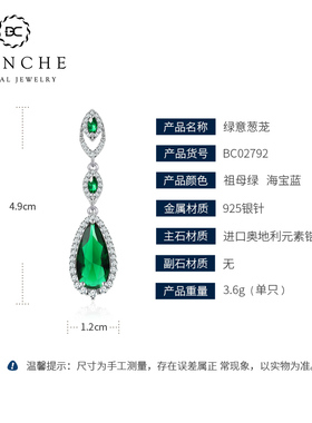 布兰琪施华洛水晶水滴流苏耳环女