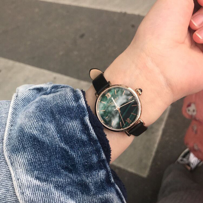 英国小众女学生简约文艺森系小绿表 宾派手表国产腕表