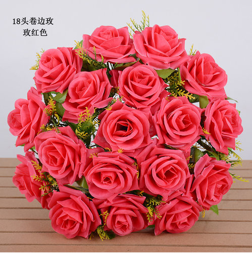 仿真花束假花玫瑰花艺客厅婚庆婚房装饰摆件新娘手捧花绢花塑料花 - 图2