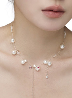 心动系列原创设计鱼线珍珠项链