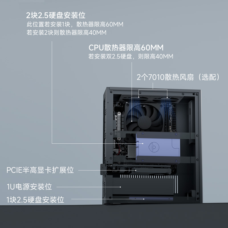 极夜/华擎/ASRock H610主板DESKMIX准系统主机微塔式小型轻量化工作站itx台式电脑全铝合金 - 图0