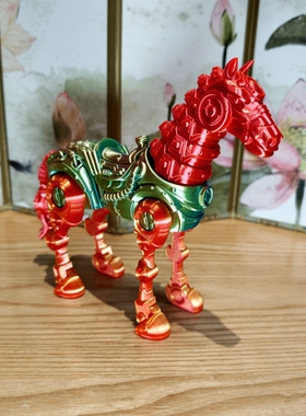3D打印炫彩渐变机甲马摆件