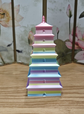 纪念品大雁塔模型创意摆件手办伸缩可动解压玩具古建筑宝塔3D打印