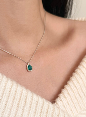 minicyberS925纯银祖母绿项链款