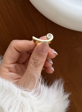 minicyber铜镀金戒指极简设计风