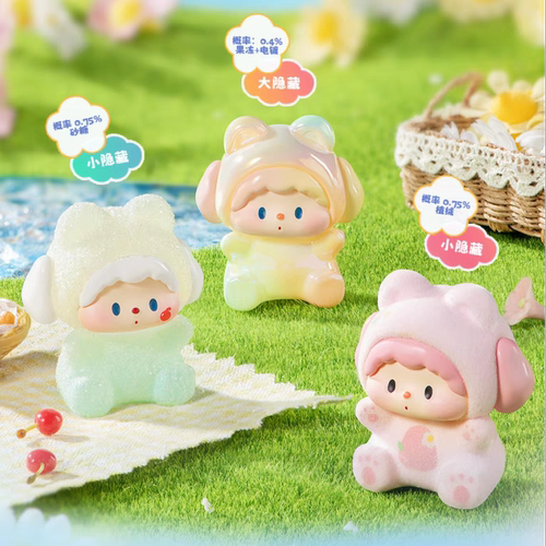 正版噜噜狗的小熊派对2.0春日野餐萌粒盲盒公仔手办摆件女孩礼物 - 图0