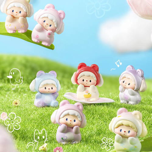 正版噜噜狗的小熊派对2.0春日野餐萌粒盲盒公仔手办摆件女孩礼物 - 图2