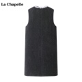 新款 拉夏贝尔 Chapelle小香风亮片背心连衣裙女秋冬季 毛呢裙子