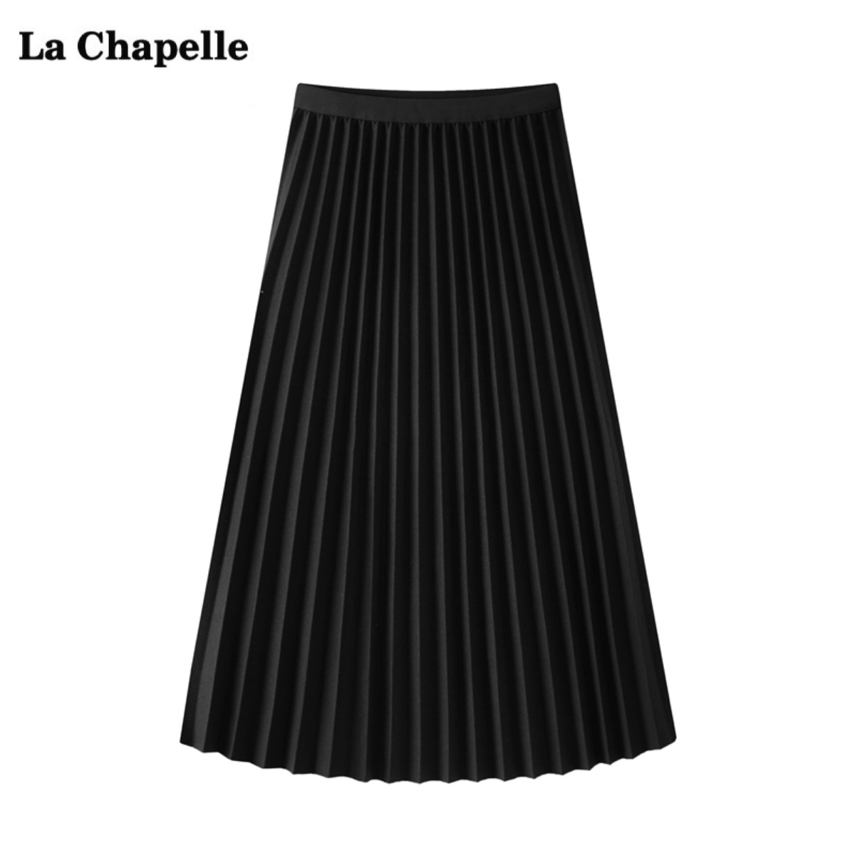 拉夏贝尔/La Chapelle松紧高腰半身裙女冬季百搭中长款a字百褶裙