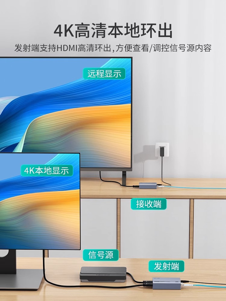 迈拓维矩音视频光端机hdmi转光纤延长器4K多模单纤300米收发转换环出信号传输器