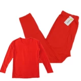 Унисекс удерживающее тепло красное нижнее белье, хлопковые штаны, красный жилет, комплект одежды