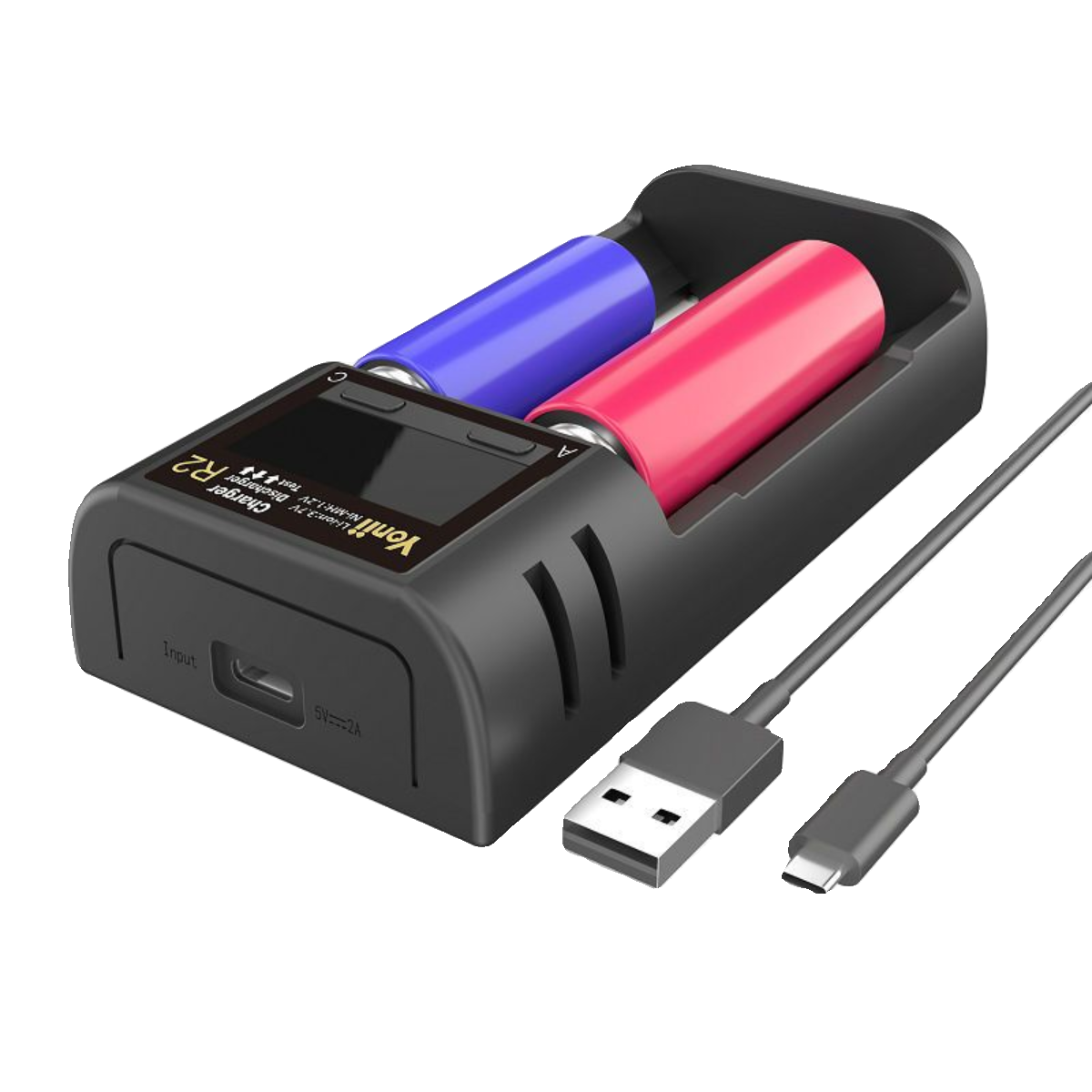 Yonii优移R2双槽充电器21700LCD容量测试仪3.7V18650锂电池26650 - 图2