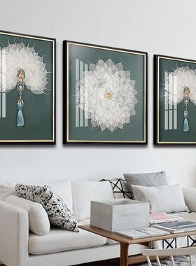 实物画客厅沙发背景墙手工立体画