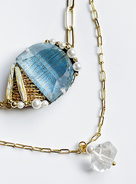 nocturne雾蓝羊皮多种戴法项链