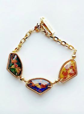 小夜曲工坊 威尼斯系列 旧欢如梦 琥珀光芒斑驳金造型手链项链